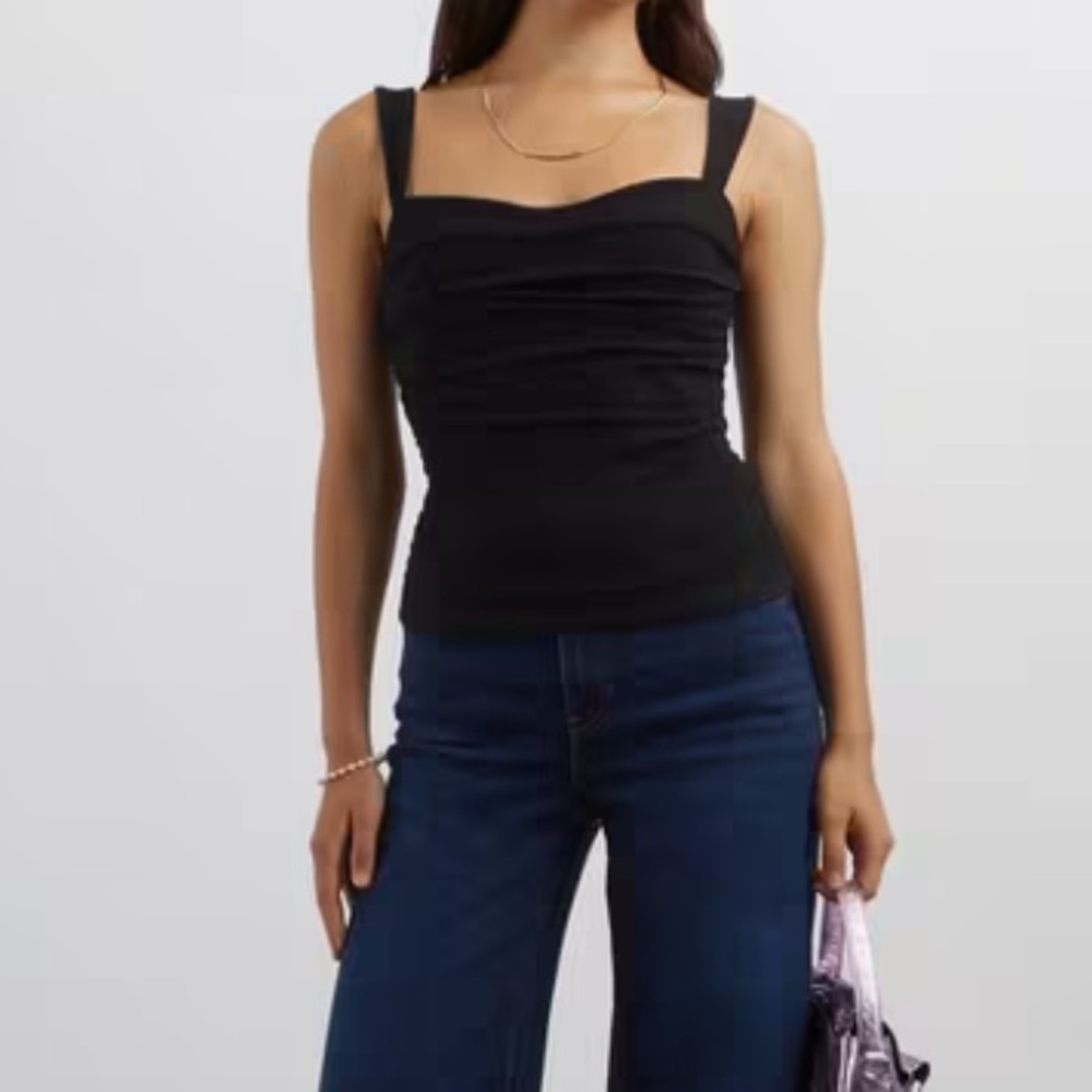 REFORMATION Trish Black Knit Top, LARGE